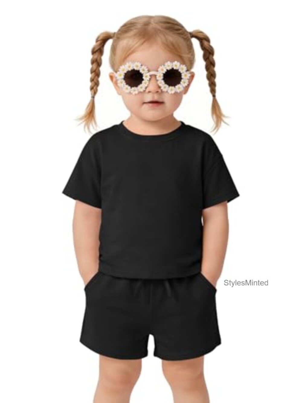 Toddler Girl 2 Piece Summer Outfit Short Sleeve T-Shirt and Shorts Set